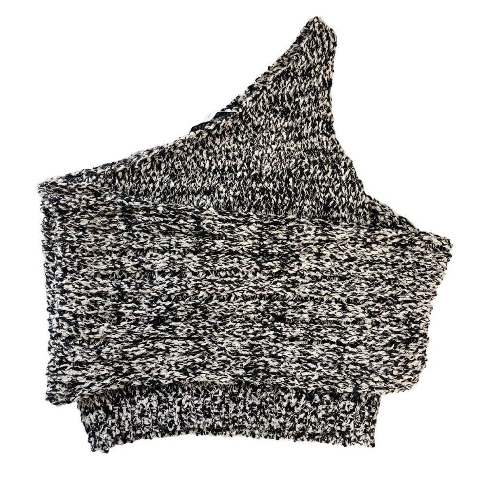 Zara Black & White Knit One Shoulder Crop Top - Size XS
